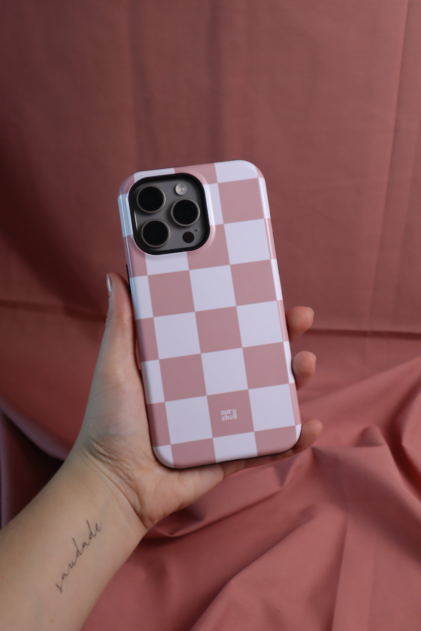 Checkers in Blush iPhone Case - Aura Shell