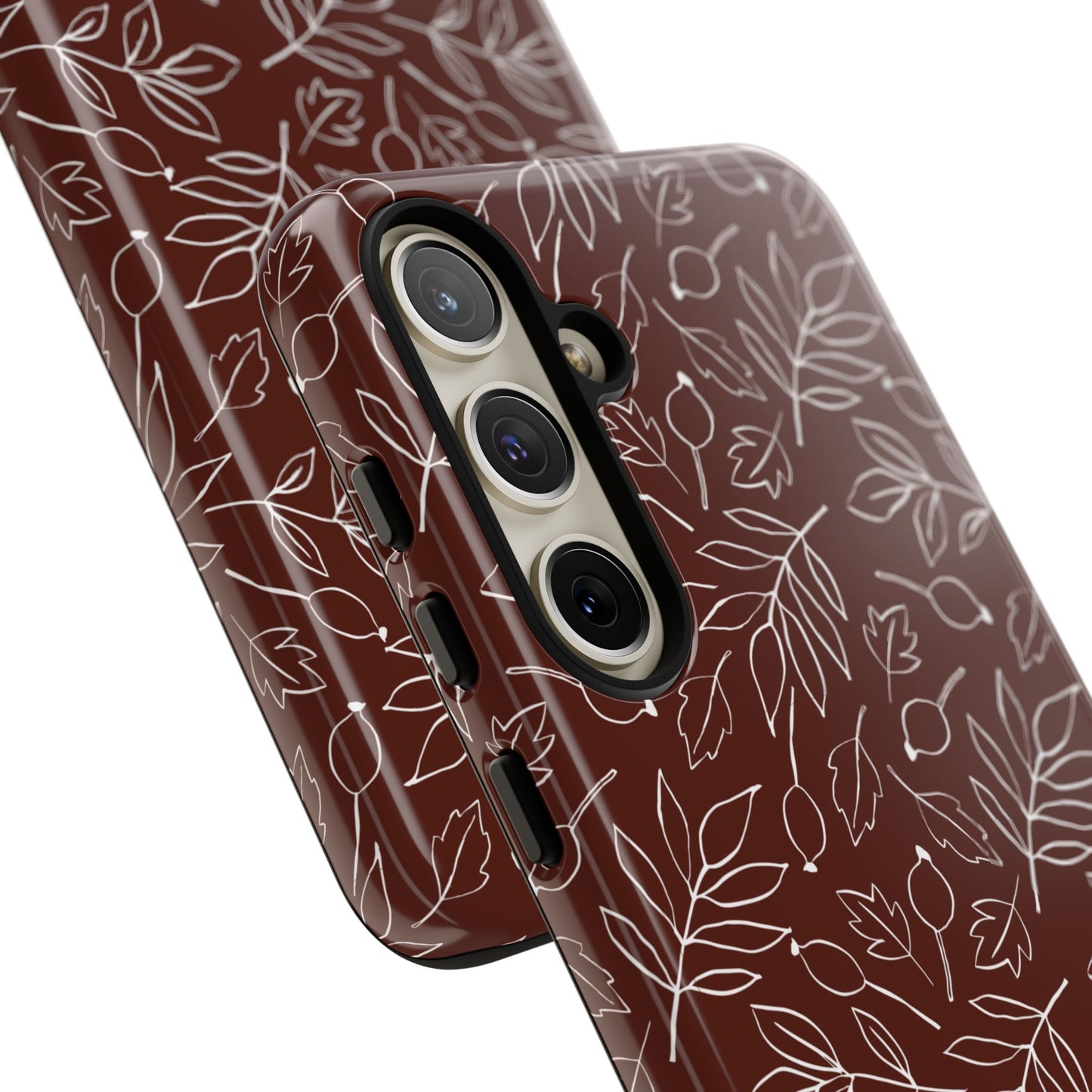 Falling Leaves in Black Coffee Samsung Galaxy Case