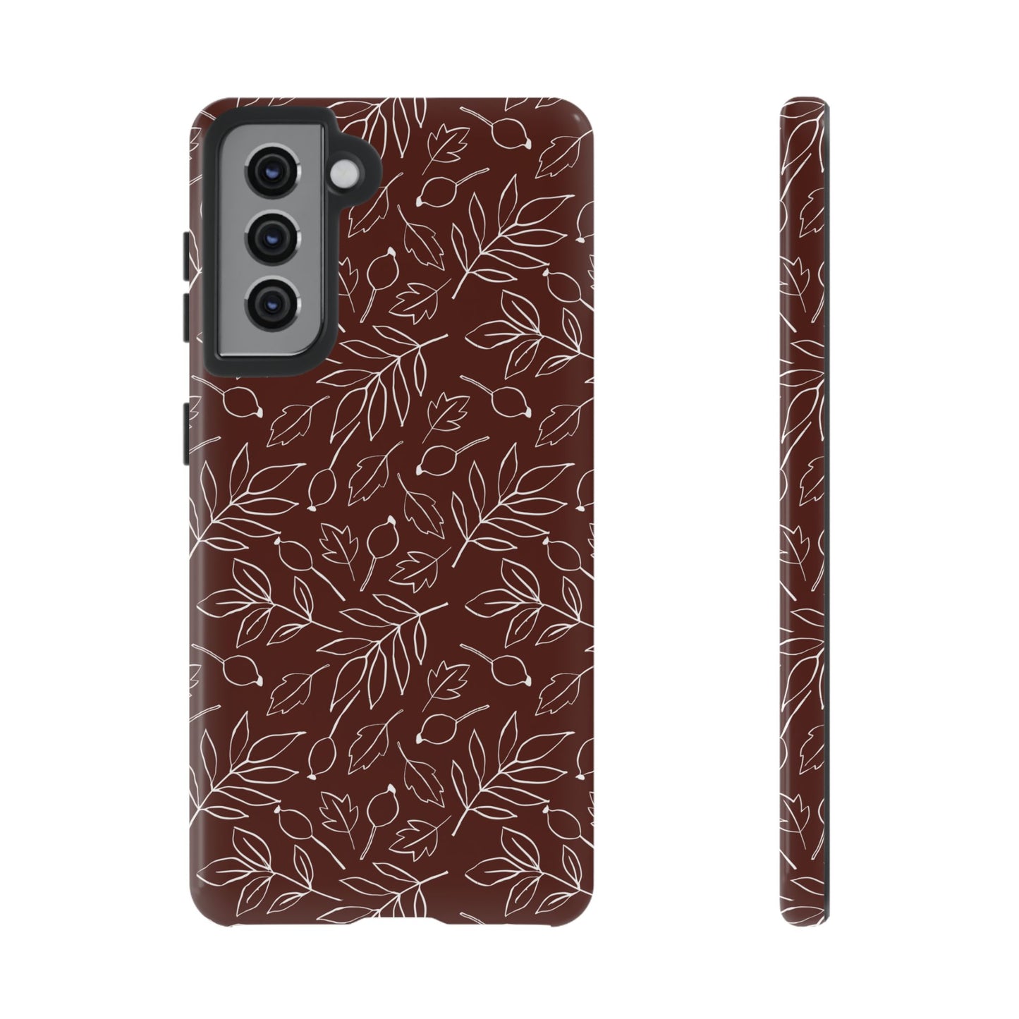 Falling Leaves in Black Coffee Samsung Galaxy Case