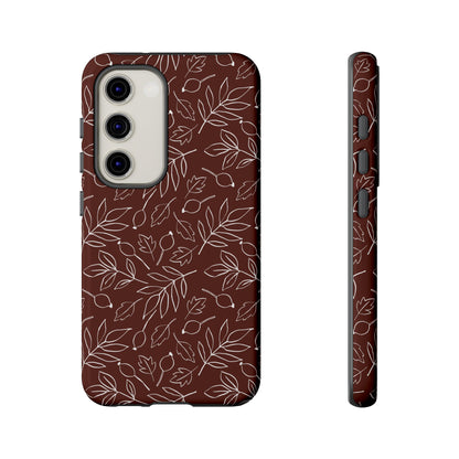 Falling Leaves in Black Coffee Samsung Galaxy Case