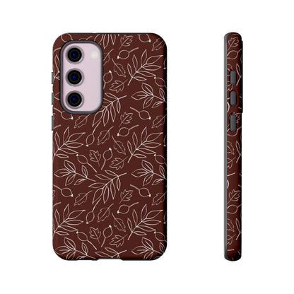 Falling Leaves in Black Coffee Samsung Galaxy Case