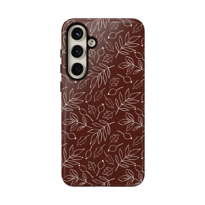 Falling Leaves in Black Coffee Samsung Galaxy Case