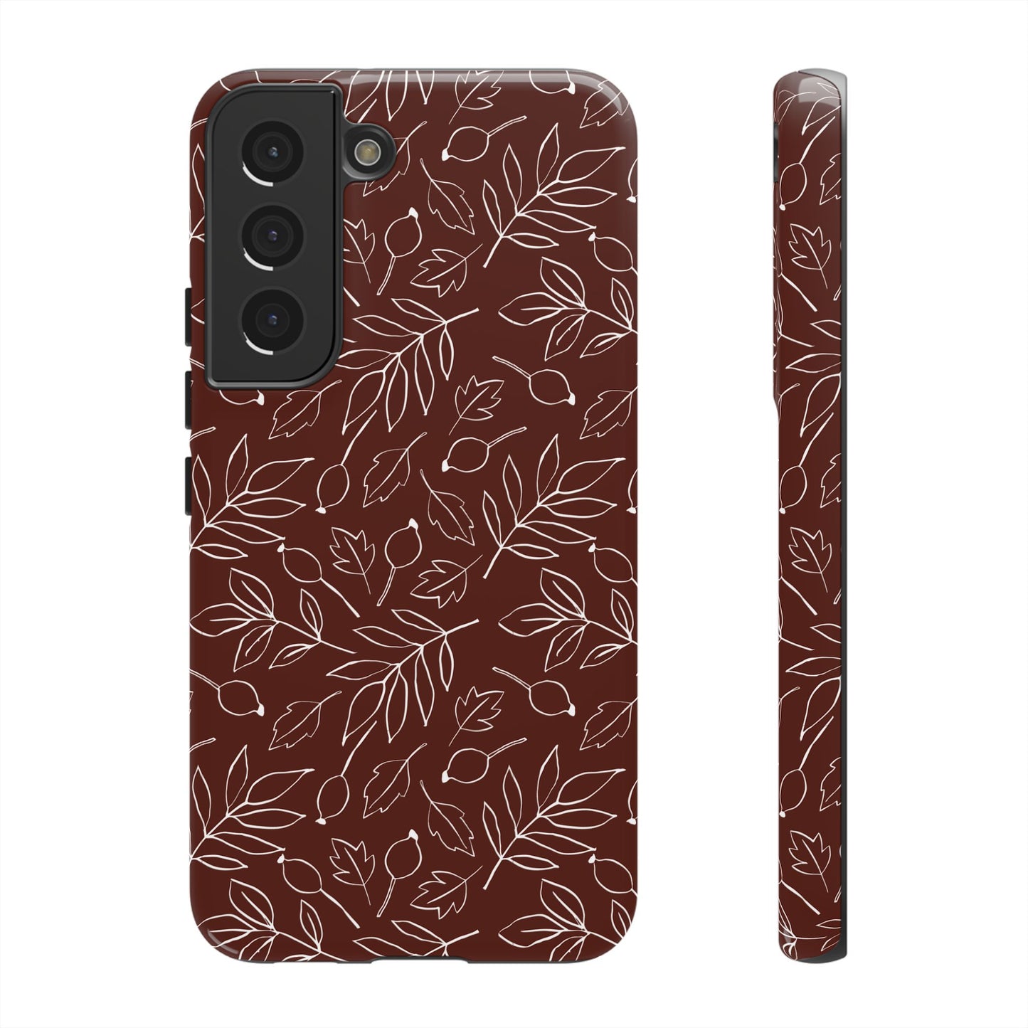 Falling Leaves in Black Coffee Samsung Galaxy Case