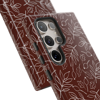 Falling Leaves in Black Coffee Samsung Galaxy Case