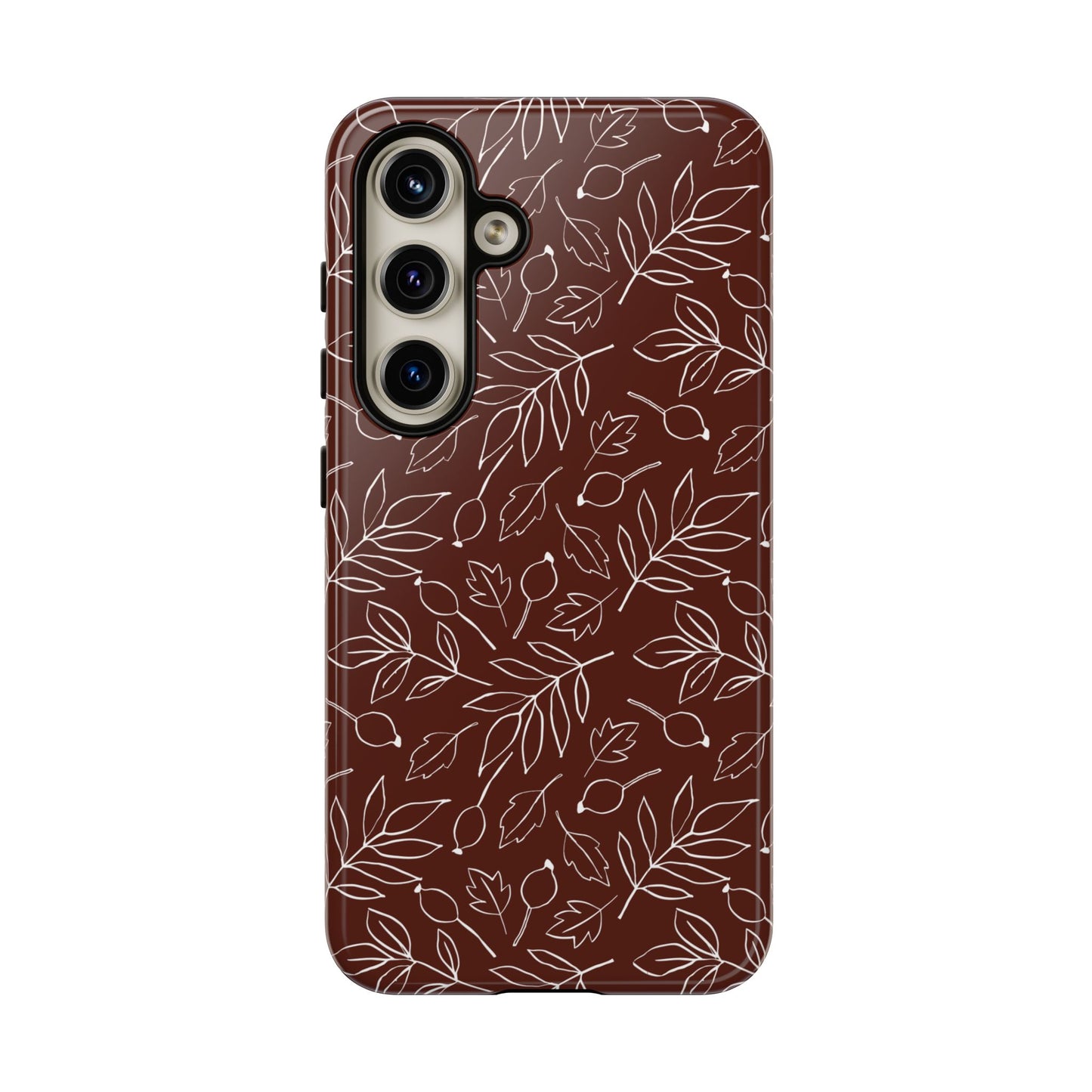 Falling Leaves in Black Coffee Samsung Galaxy Case