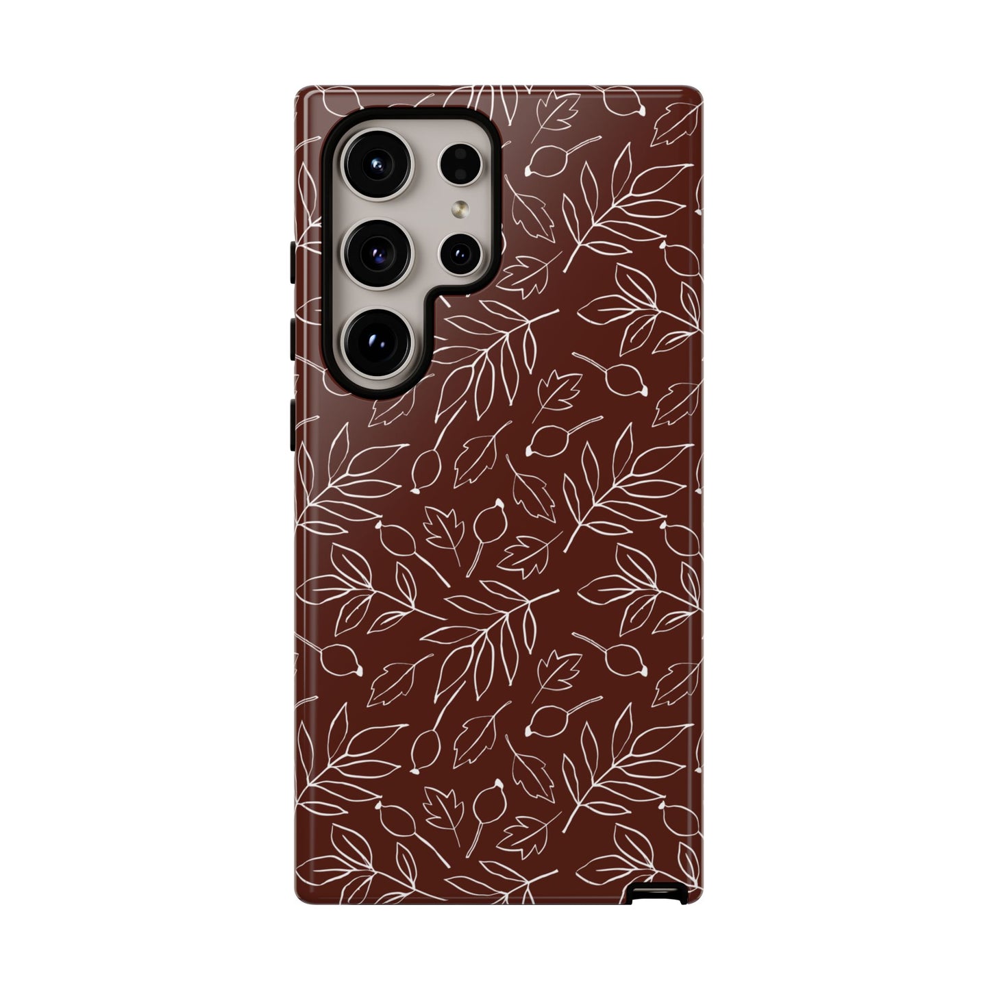 Falling Leaves in Black Coffee Samsung Galaxy Case