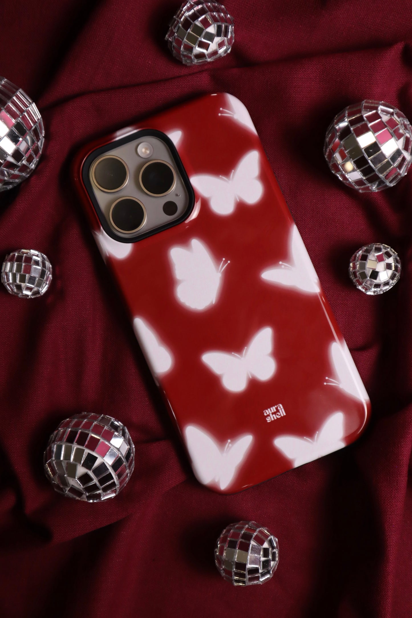 Butterflies in Red Wine iPhone Case - Aura Shell