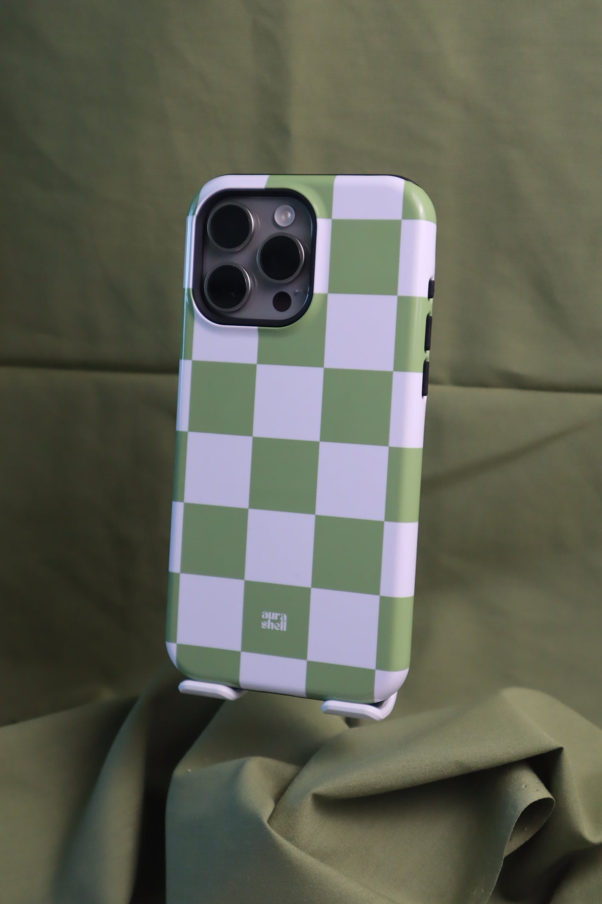 Checkers in Matcha iPhone Case - Aura Shell