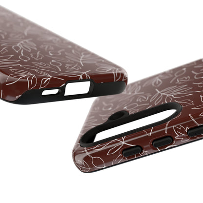 Falling Leaves in Black Coffee Samsung Galaxy Case