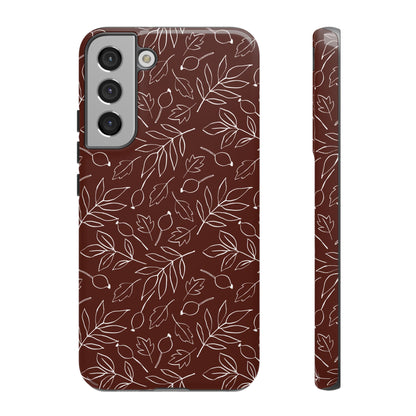 Falling Leaves in Black Coffee Samsung Galaxy Case