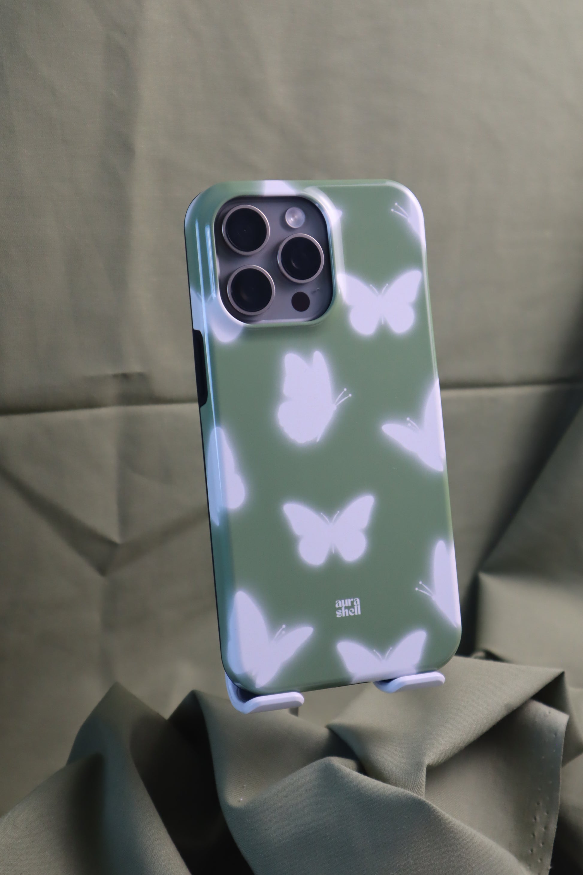 Butterflies in Matcha iPhone Case - Aura Shell