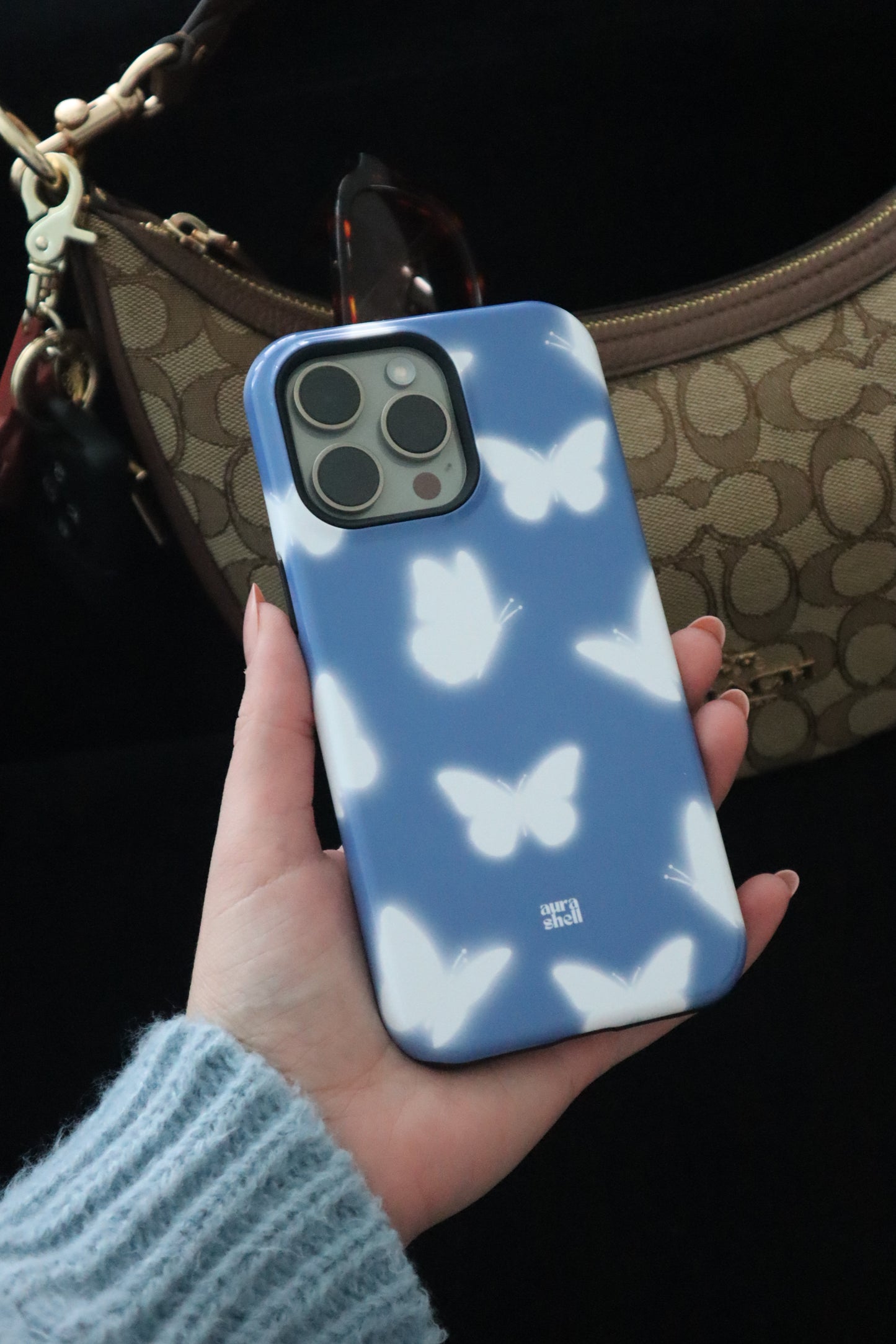 Butterflies in Denim iPhone Case - Aura Shell