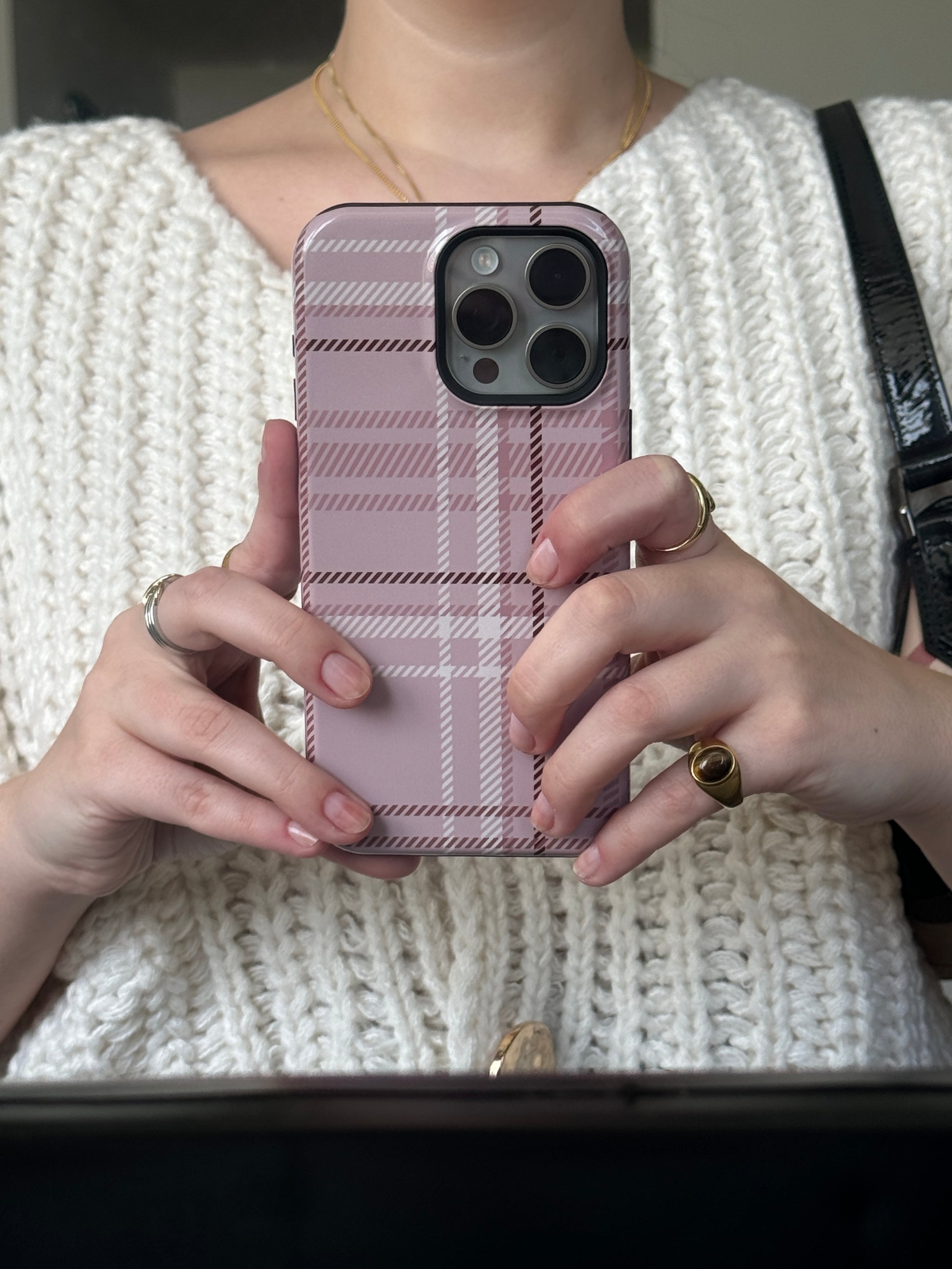 Plaid in Vanilla Iced Latte iPhone Case - Aura Shell