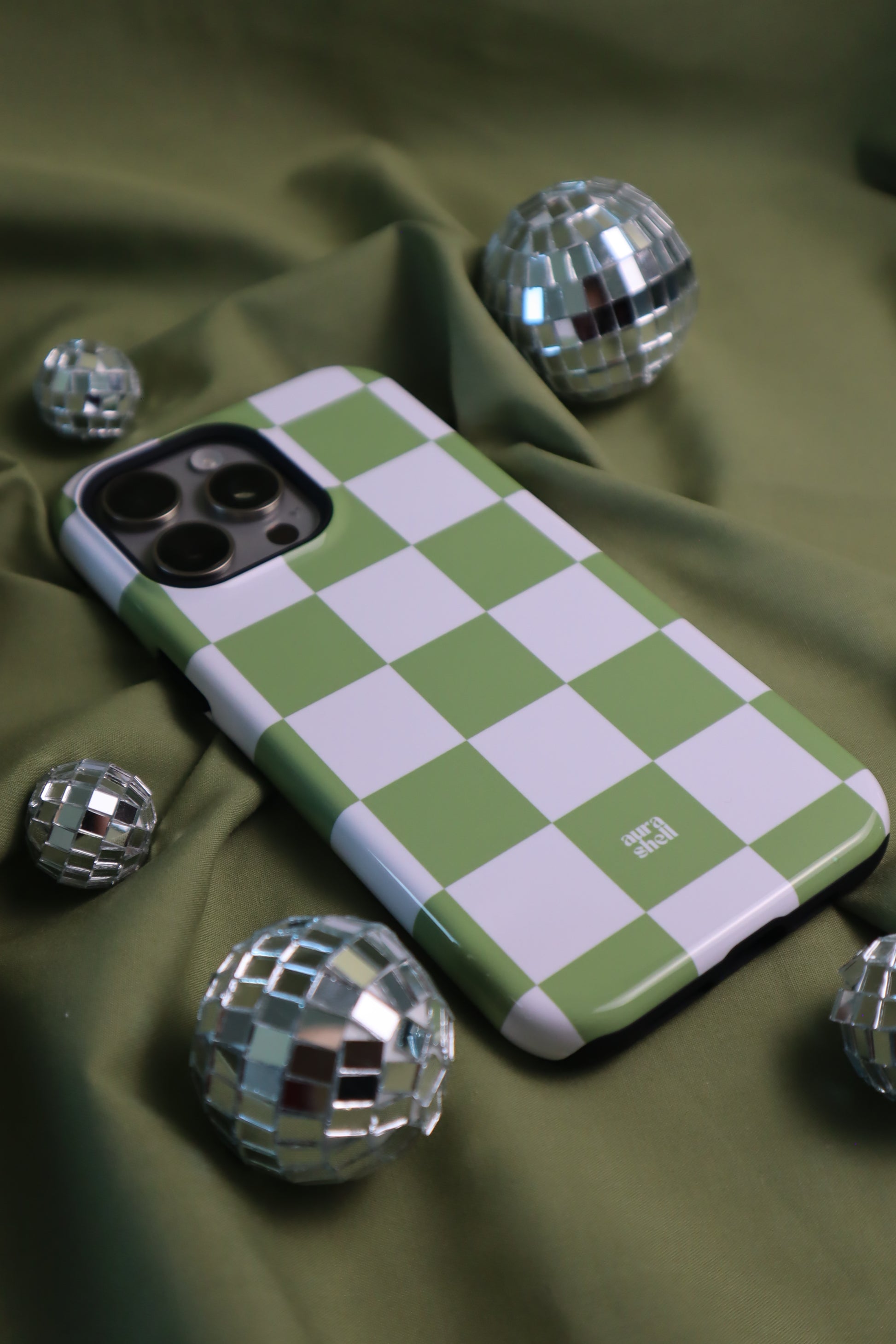 Checkers in Matcha iPhone Case - Aura Shell