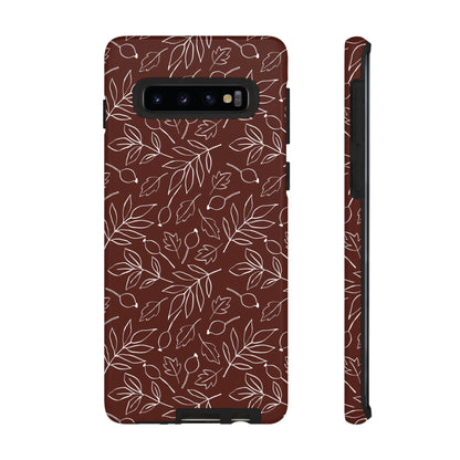 Falling Leaves in Black Coffee Samsung Galaxy Case