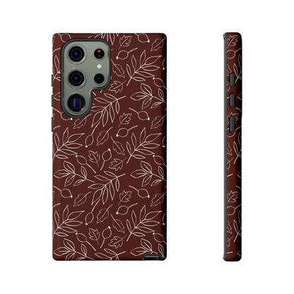 Falling Leaves in Black Coffee Samsung Galaxy Case