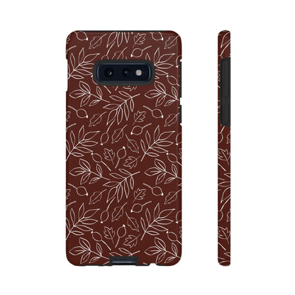 Falling Leaves in Black Coffee Samsung Galaxy Case