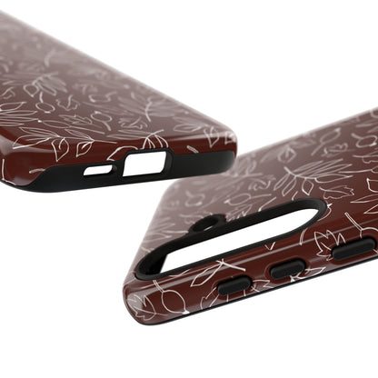 Falling Leaves in Black Coffee Samsung Galaxy Case