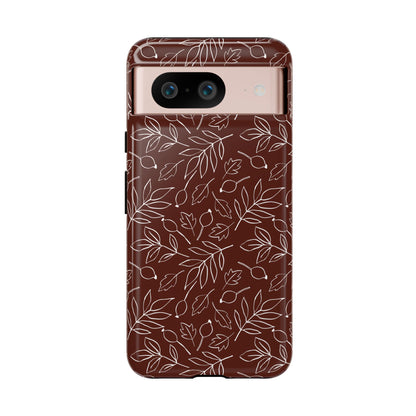 Falling Leaves in Black Coffee Google Pixel Case