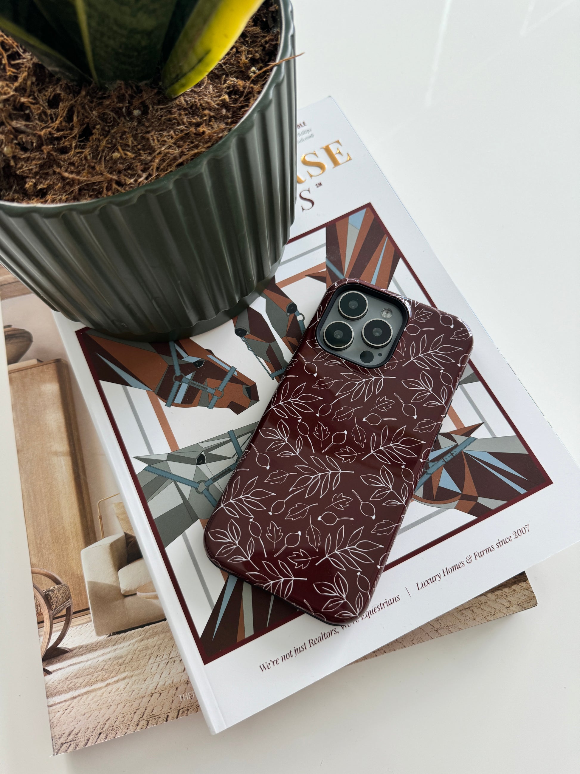 Falling Leaves in Black Coffee iPhone Case - Aura Shell