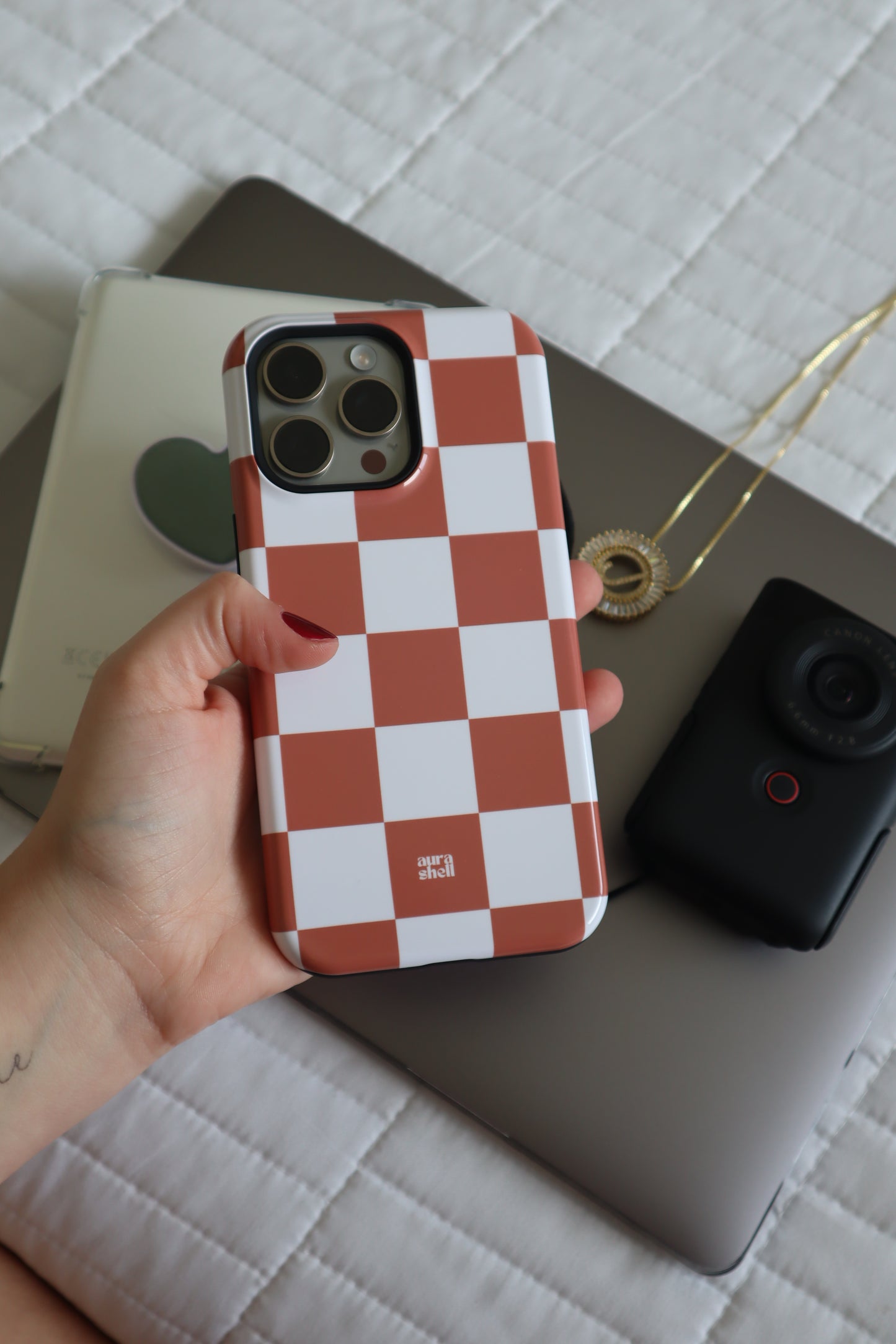 Checkers in Terracotta iPhone Case - Aura Shell