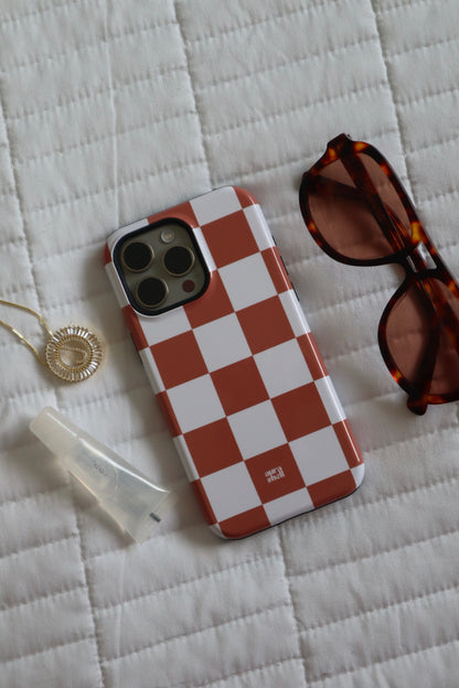 Checkers in Terracotta iPhone Case - Aura Shell