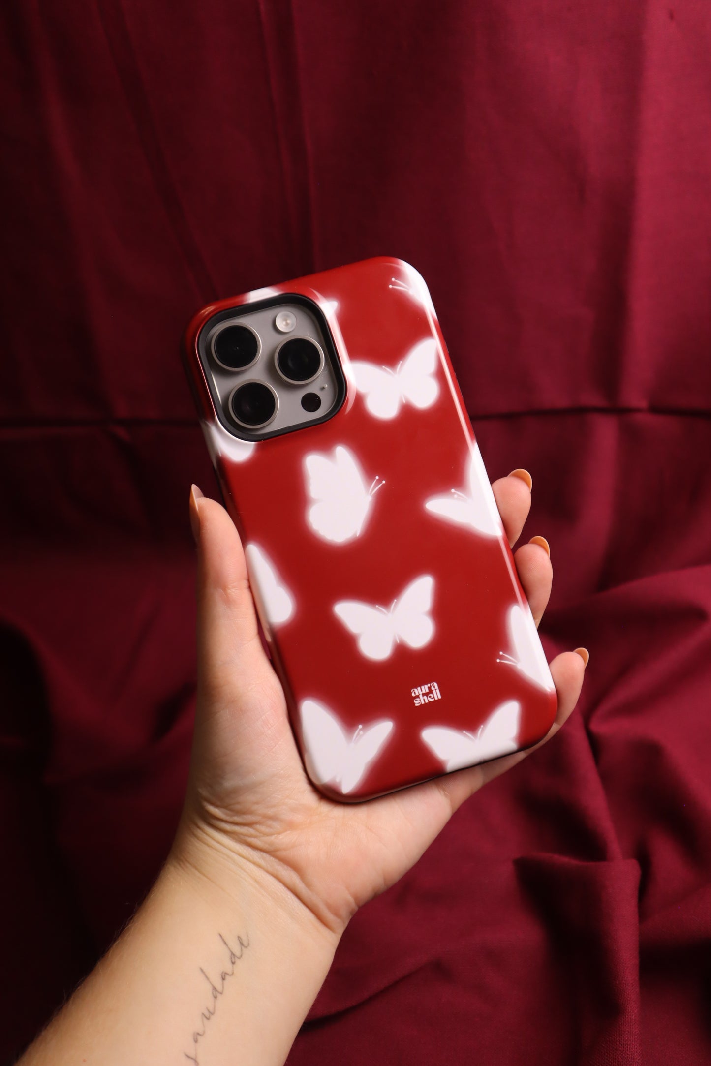 Butterflies in Red Wine iPhone Case - Aura Shell