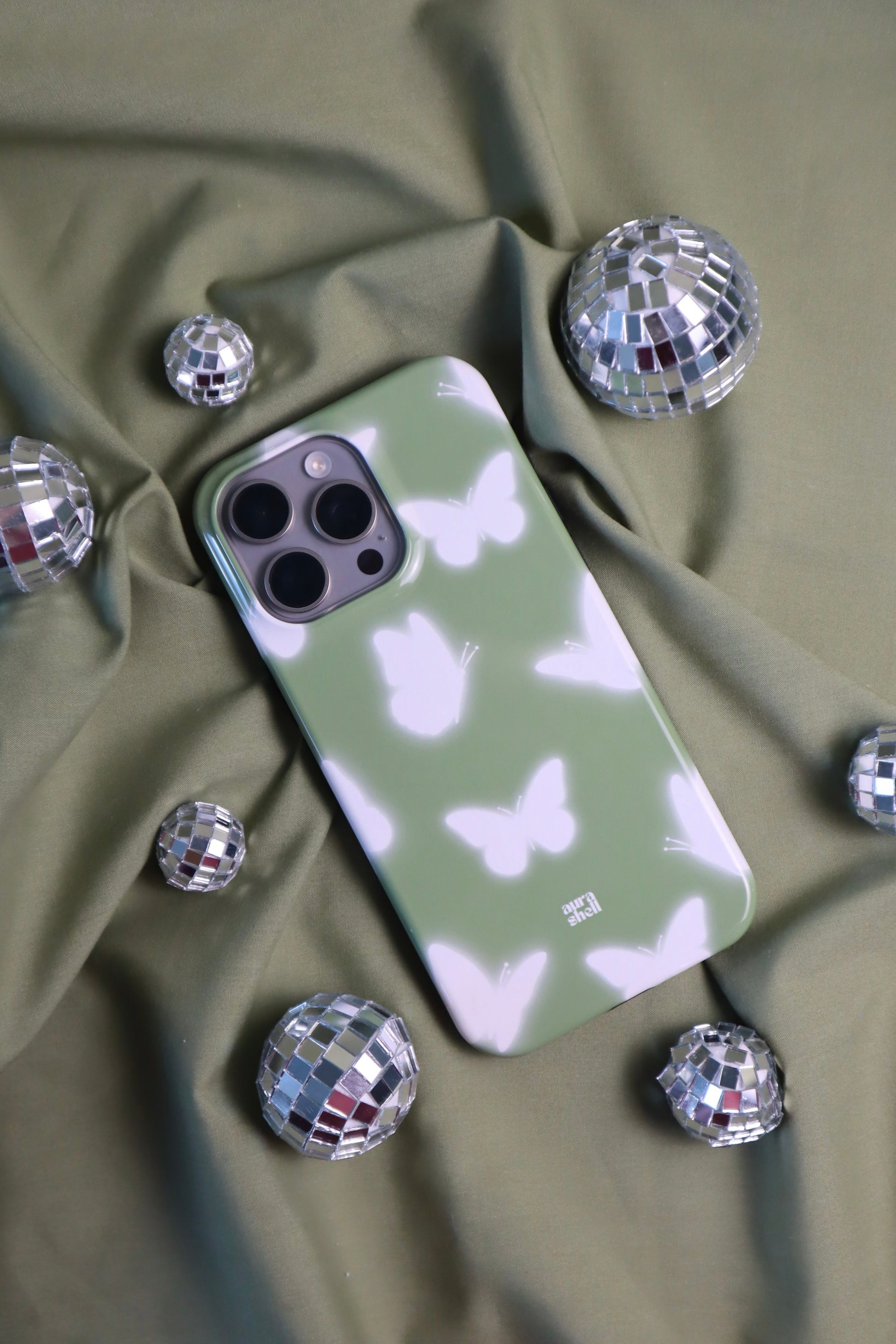 Butterflies in Matcha iPhone Case - Aura Shell