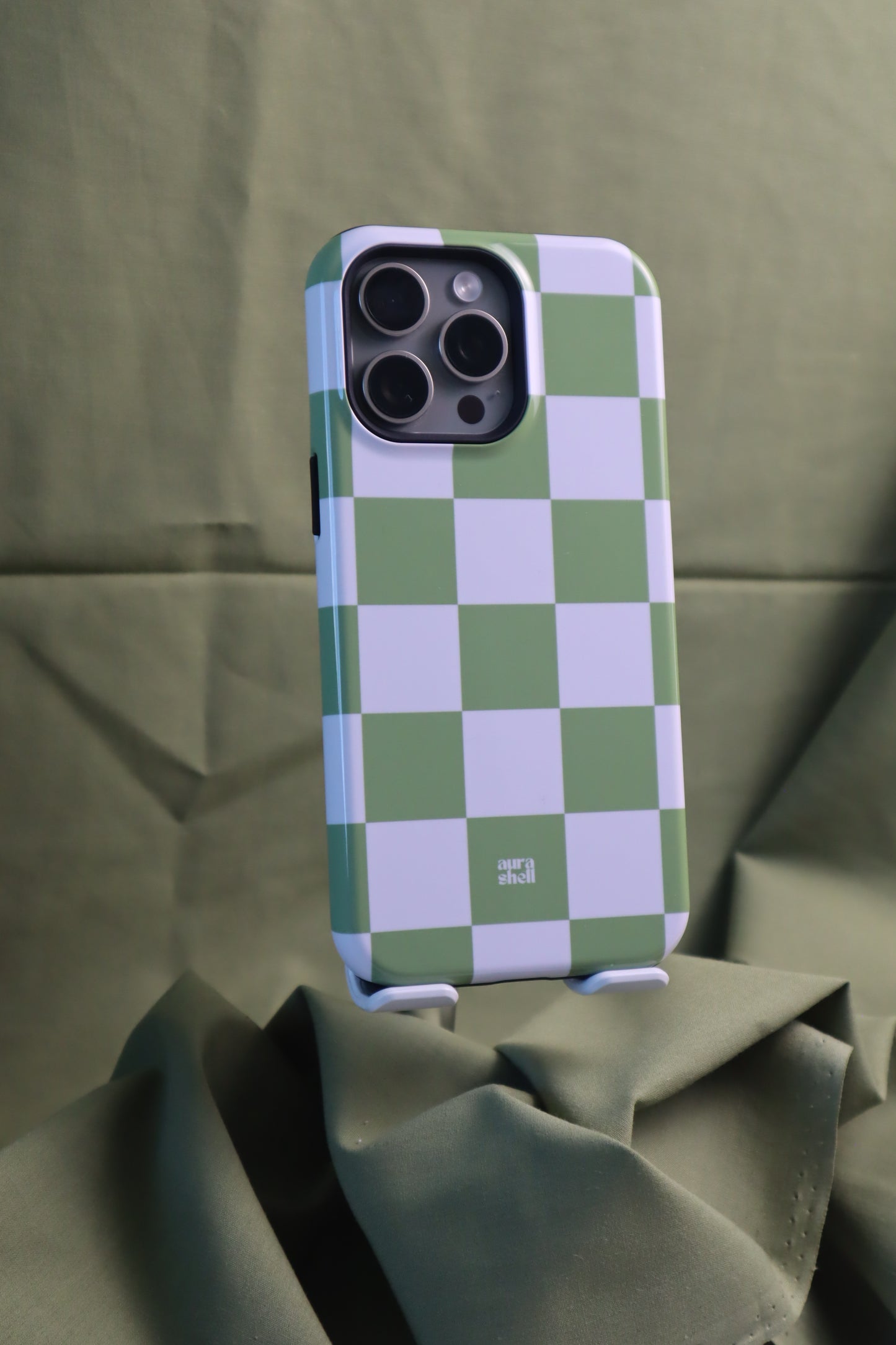 Checkers in Matcha iPhone Case - Aura Shell