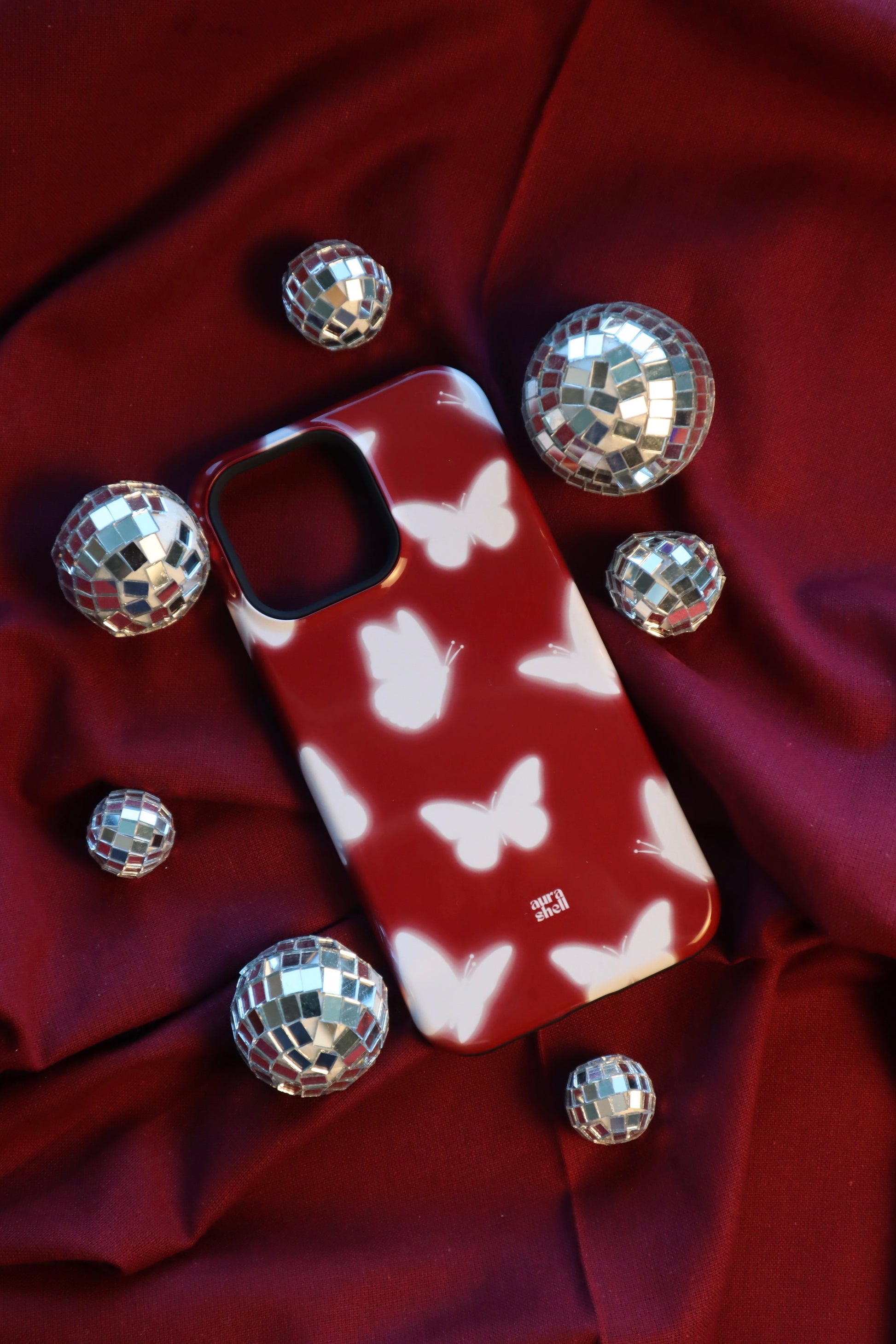 Butterflies in Red Wine iPhone Case - Aura Shell