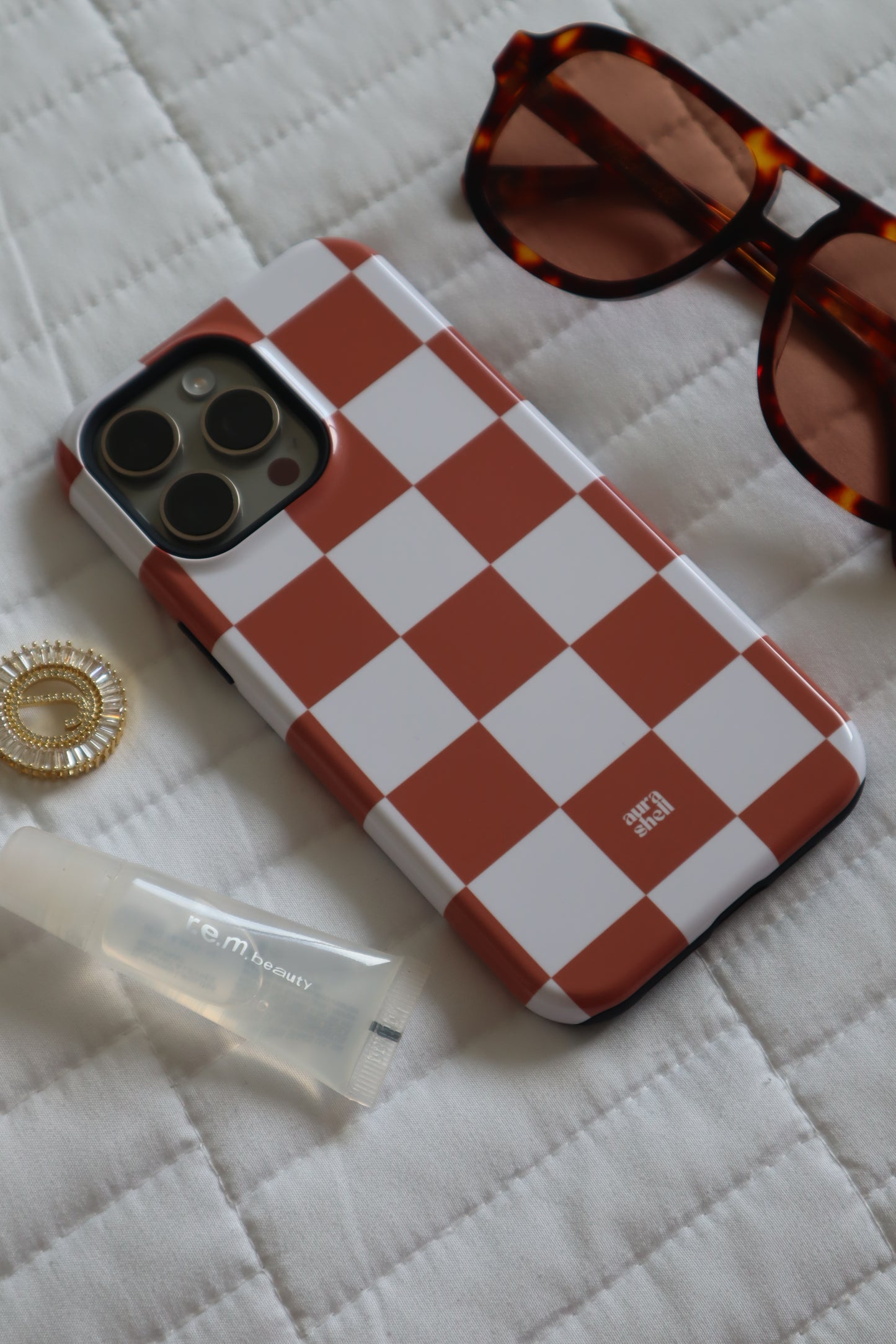 Checkers in Terracotta iPhone Case - Aura Shell